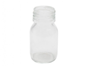 Kunststof transparant potje/halsflesje, met witte schroefdop, 30 ml