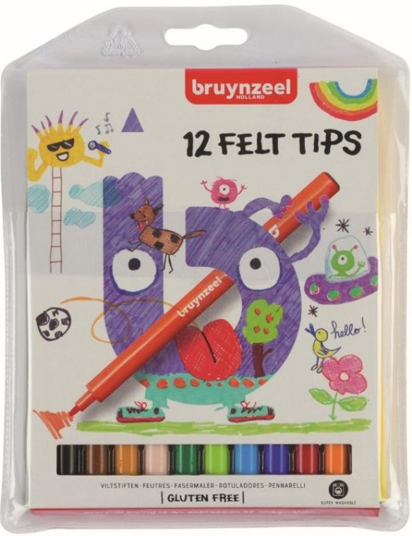 Bruynzeel Kids viltstiften, fijne punt, assortiment 12 st kopen?
