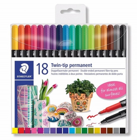 Staedtler permanentmarkers, dubbele punt, assortiment 18 stuks kopen?