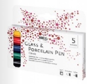 Glass and Porcelain Pen Classic/poreseleinstiften/porseleinmarkers, medium,  assortiment 5 stuks