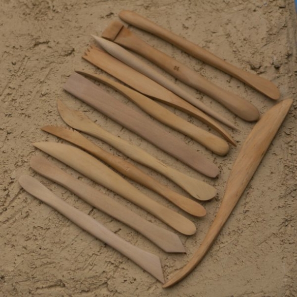 Boetseerspatels van palmhout, 15 cm, assortiment 12 stuks kopen?