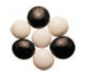 Glasnuggets, 17-20mm, 100 gram, 20-25 stuks,  zwart / wit opaak kopen?