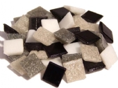 Glasmozaieksteentjes, 10x10 mm 200 gr grijs mix kopen?
