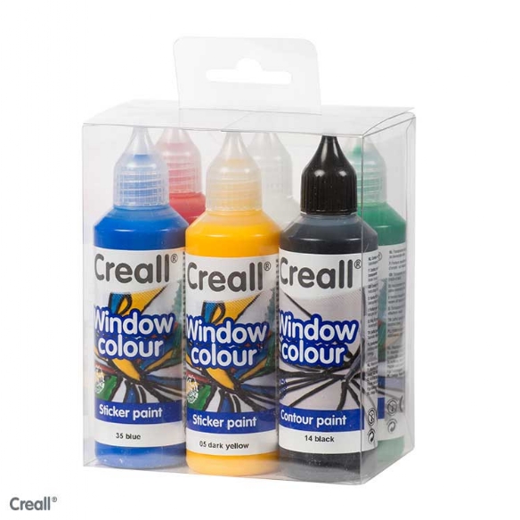 Creall-Glass stickerverf/windowcolour, assortiment 6x80ml algemeen