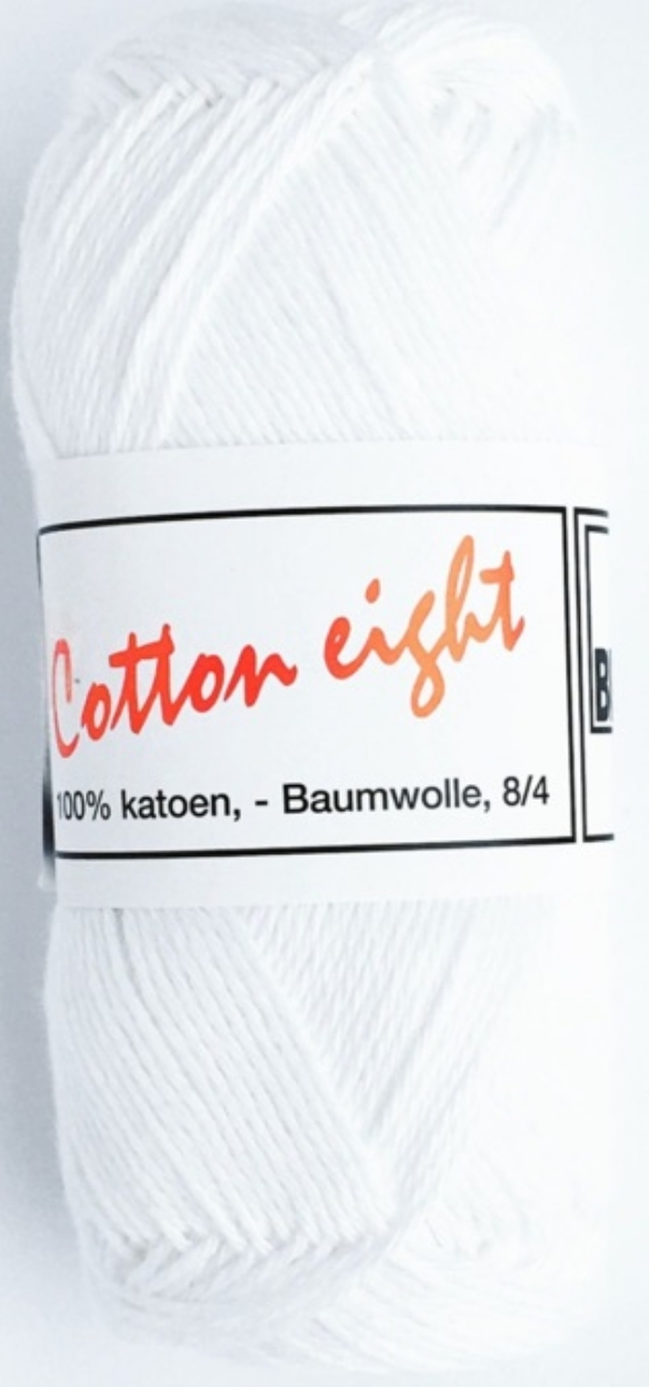 Cotton eight 8/4, katoenen breigaren/haakgaren, 50 gram, wit