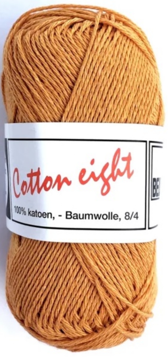 Cotton eight 8/4, katoenen breigaren/haakgaren, 50 gram, okergeel