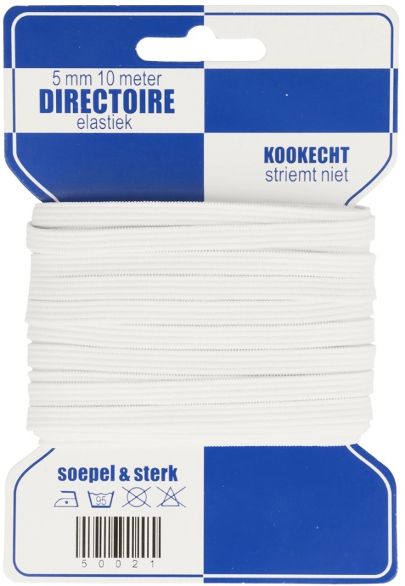 Plat elastiek / directoire elastiek, extra zacht en soepel, 5 mm, 10 meter, wit kopen?