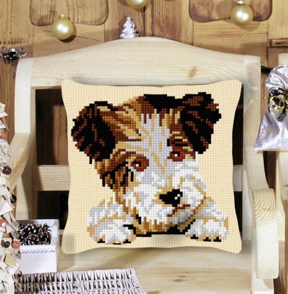 Kussenpakket in kruissteek, 40x40cm, hond/Terrier kopen?