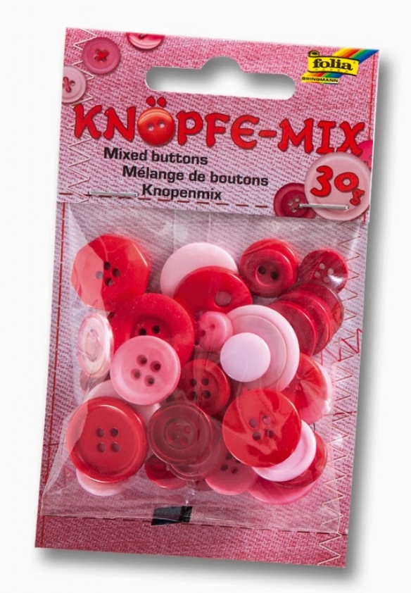 Kunststof knopen, 30 gram, kleurenmix rood kopen?