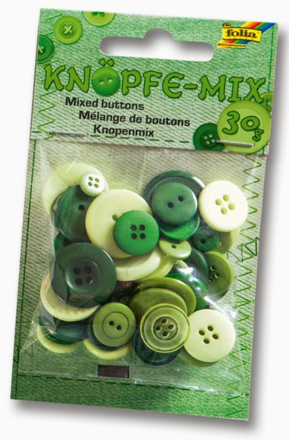 Kunststof knopen, 30 gram, kleurenmix groen