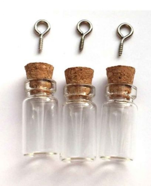 Glazen mini flesjes met kurkje, 11 x 22 mm, 3 stuks kopen?