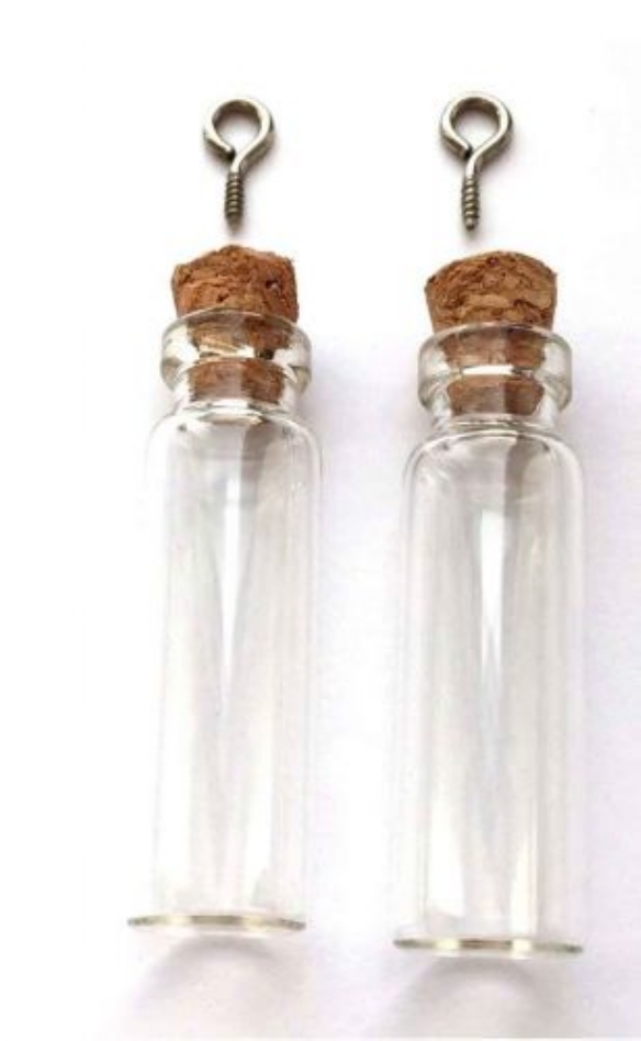 Glazen mini flesjes met kurkje, 12 x 40 mm, 2 stuks kopen?
