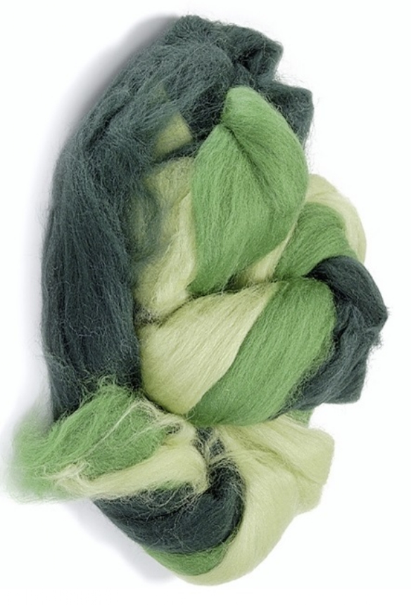 Viltwol/merino lontwol, 50 gram, kleurenmix groen kopen?