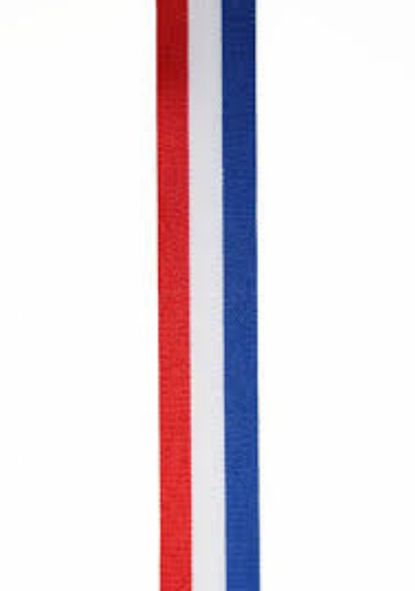 OUTLET Vlaggenlint / nationaal lint, 10 mm, 25 meter, rood-wit-blauw kopen?