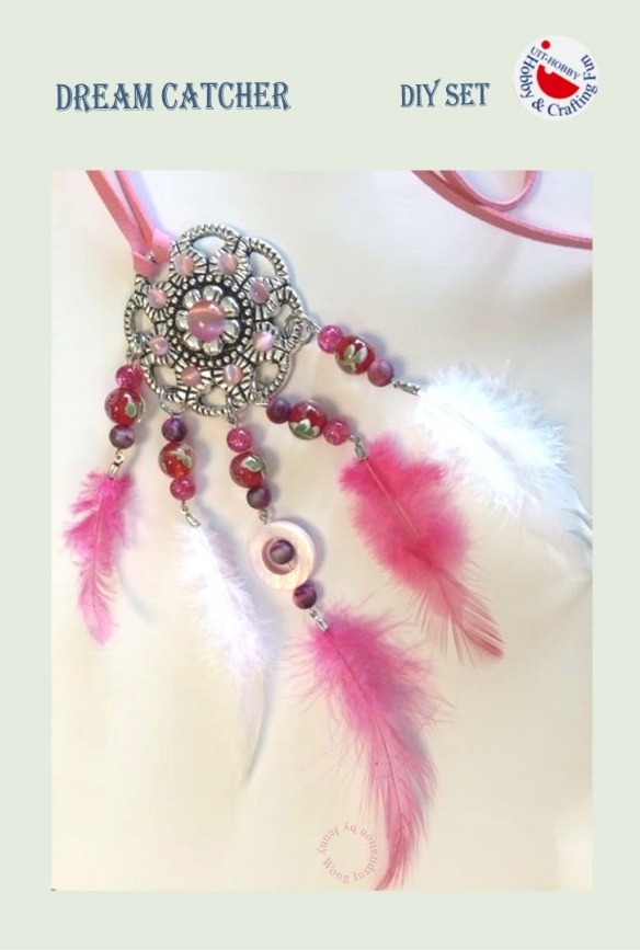 Dreamcatcher, sieraadhanger, roze/wit kopen?