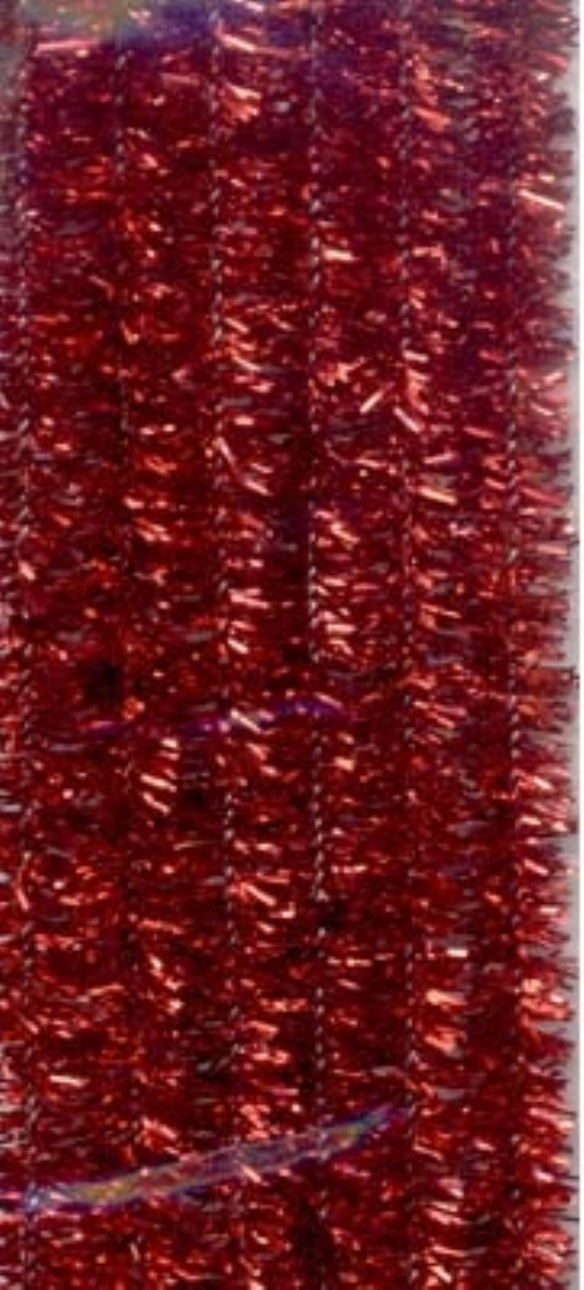 Chenilledraad, 8mm, 50cm, 6 stuks, glitter rood