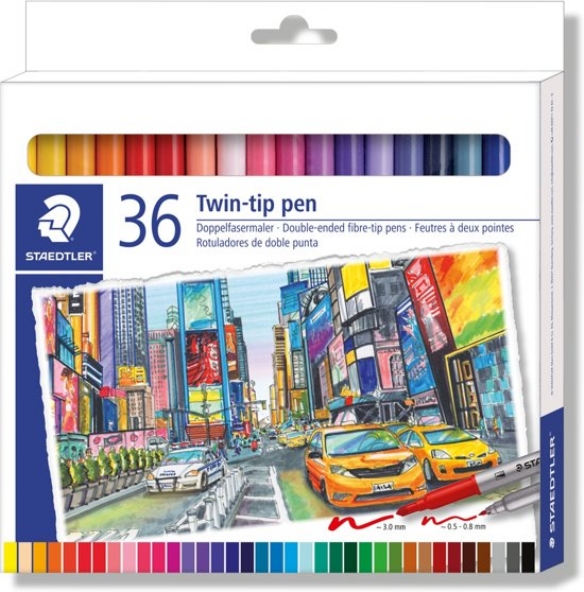 Staedtler viltstiften met dubbele punt, assortiment 36st kopen?