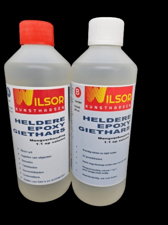 Heldere epoxy giethars 500 ml (2 x 250 ml), voor het aanbrengen van een transparante dikke coating kopen?