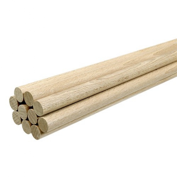 Rondhout / ronde houten stokjes 13.5 cm, 30 stuks, 6mm