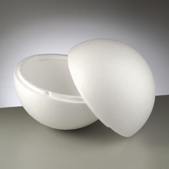 Styropor bal / Piepschuim bal / Tempex bal, tweedelig / hol, 30 cm kopen?