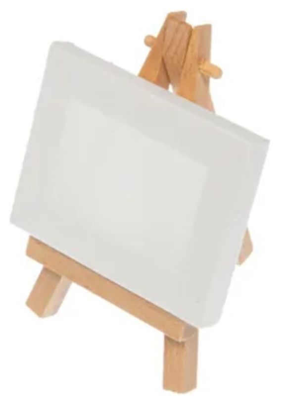 Houten mini ezel met canvas schildersdoek van 6 x 8 cm kopen?