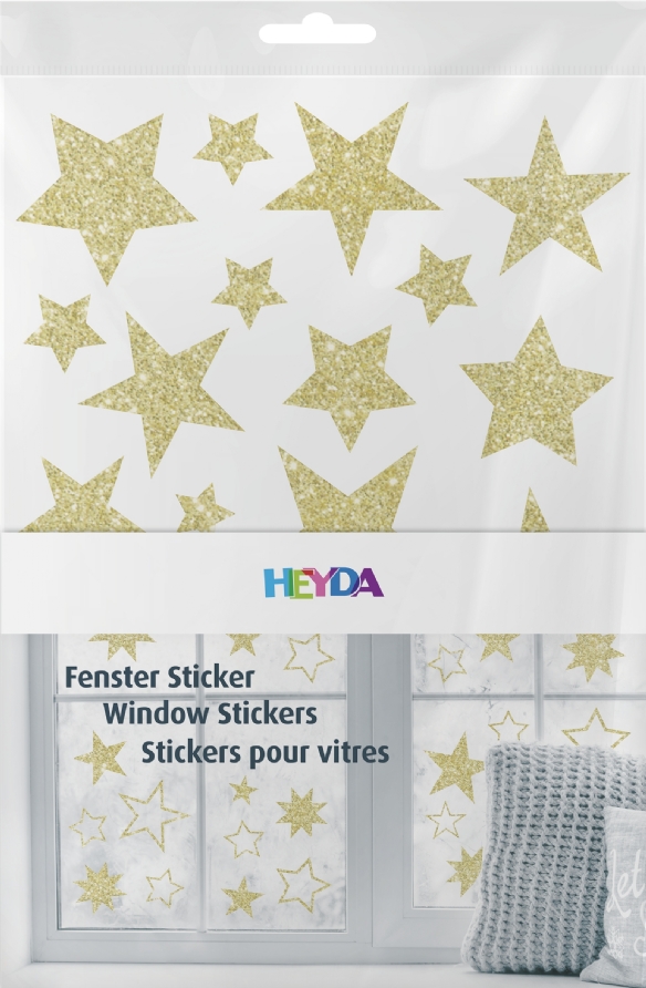 Raamstickers sterren goud, 3 vel kopen?