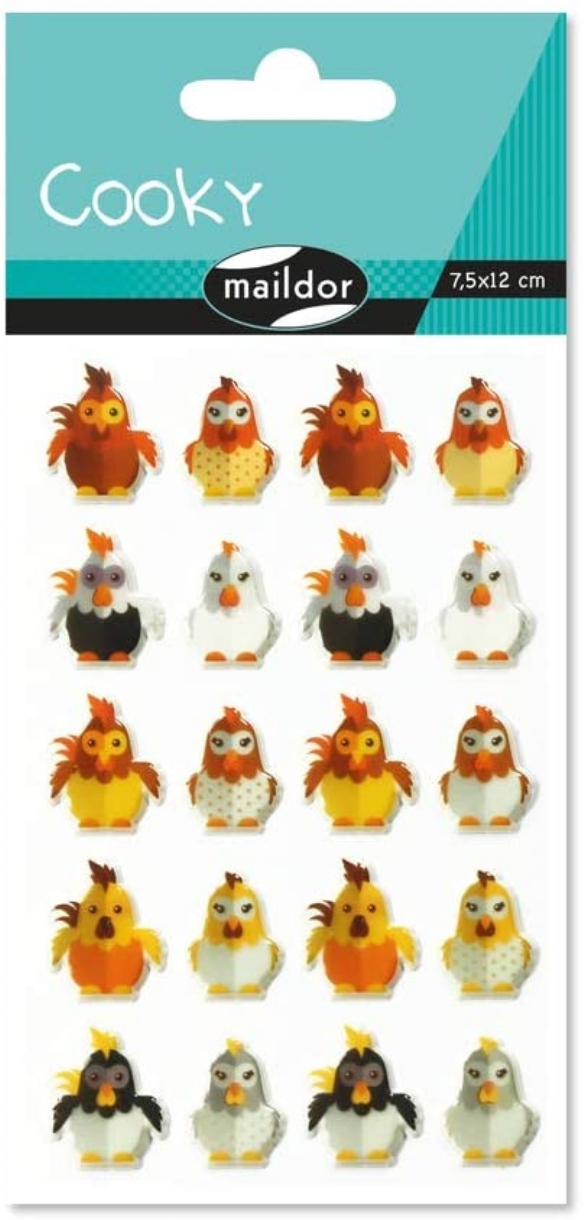 3D stickervel 7.5 x 12 cm, pasen, kippen kopen?