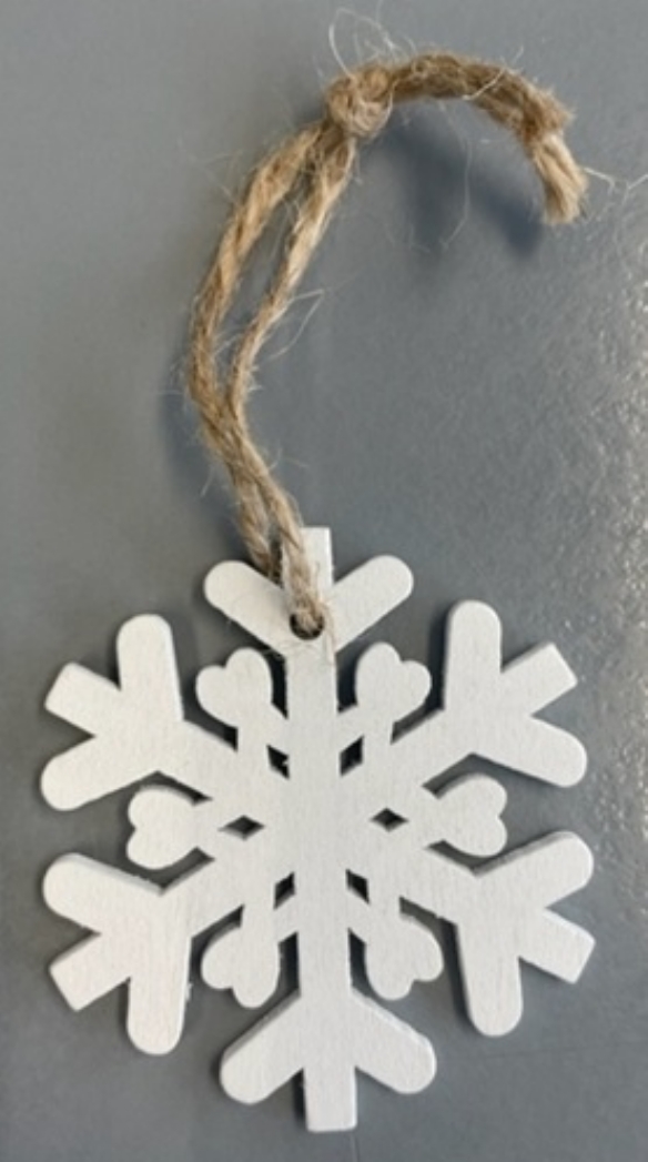 Houten hanger met koord, wit, 5 cm, sneeuwkristal kopen?