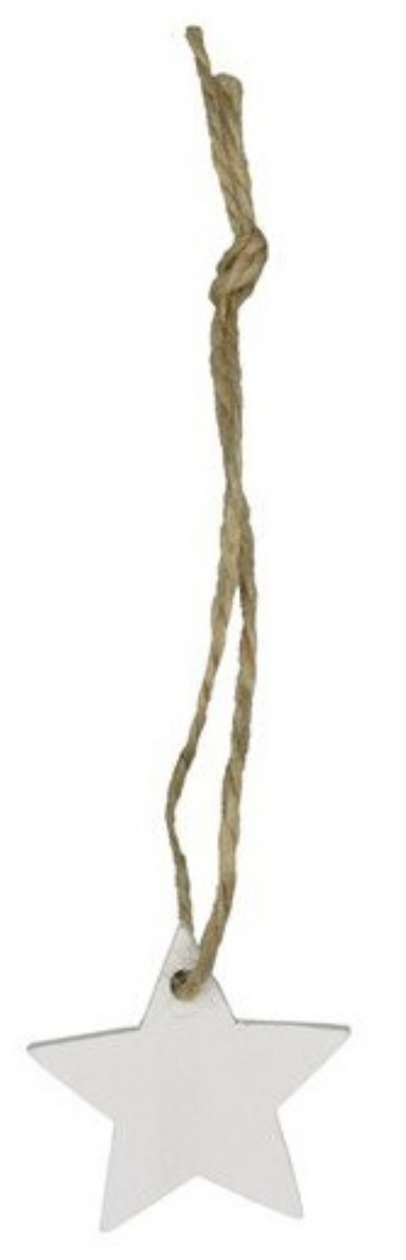 Houten hanger met koord, wit, 3,5 cm, sterretje