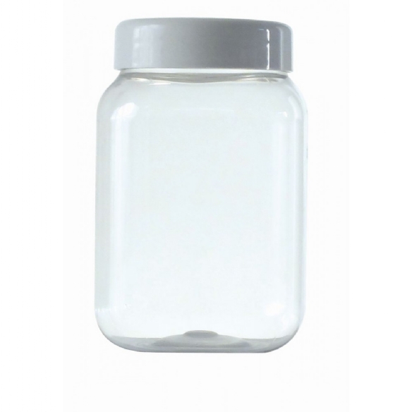 Kunststof pot glashelder, met witte schroefdeksel, 500 ml