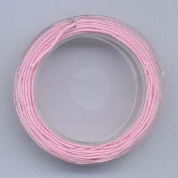 Elastisch kralenkoord/gekleurd elastiek, 1 mm, 5 meter, roze