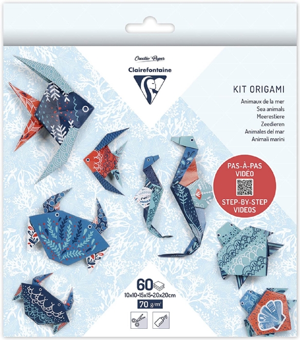 Origami papier kit zeedieren, 70gr, 3 formaten, 60 vel kopen?
