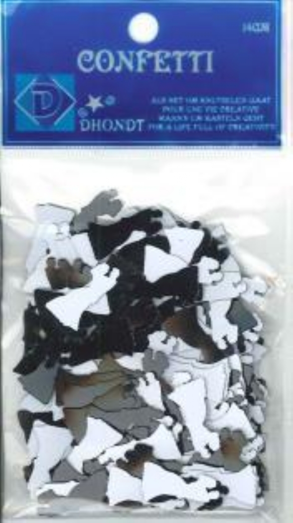 OUTLET Strooimateriaal / confetti, 14 gram, koppel zwart/wit kopen?