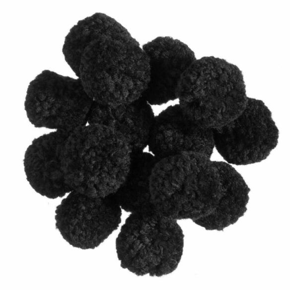 OUTLET Pompoentjes/pompons/pompoms, 13 mm, 80 st, zwart kopen?