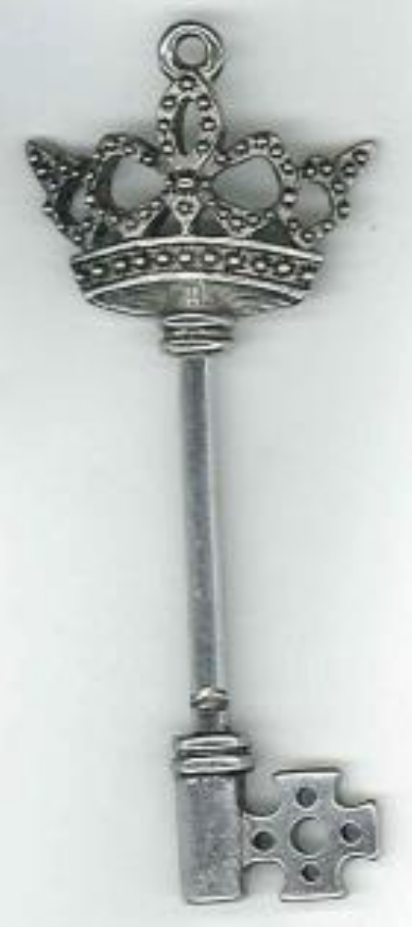 OUTLET Bedel / sieraadhanger, sleutel kroon, 7.5 cm, zilver kopen?