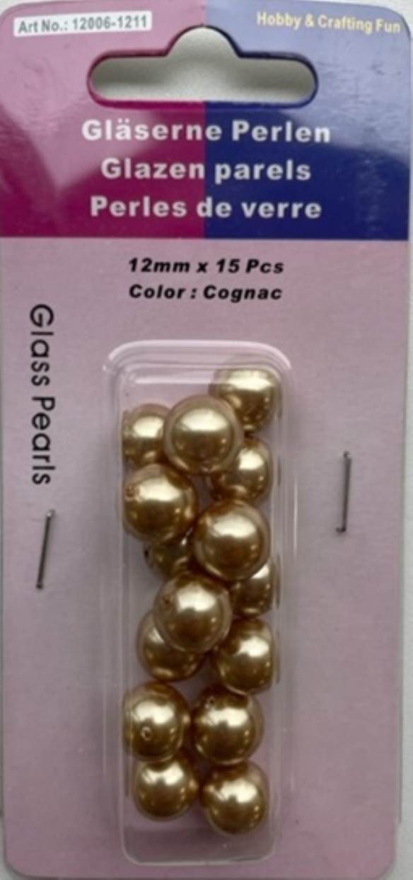 OUTLET Glasparels cognac, 12mm, 15 stuks kopen?