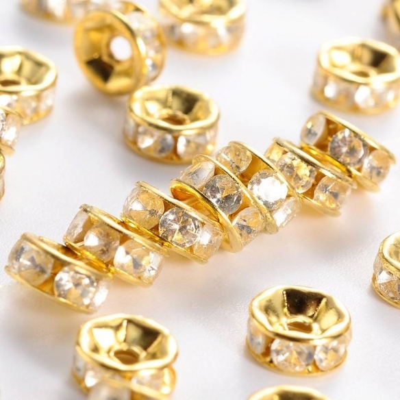 OUTLET Rondelles strass, 10 x 4mm goud, met kristallen strasssteentjes, 6 stuks kopen?