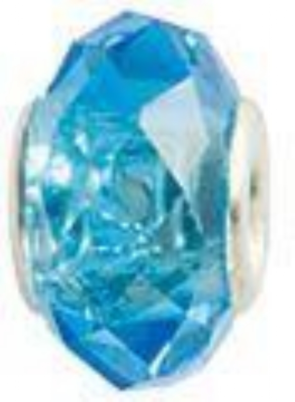 OUTLET Glazen facetkraal pandora met zilveren kern, topaas blauw, 3 stuks kopen?
