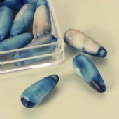 OUTLET Gemarmerde kunststof kralen waterdruppel 20x6mm, 16 stuks, blauw kopen?