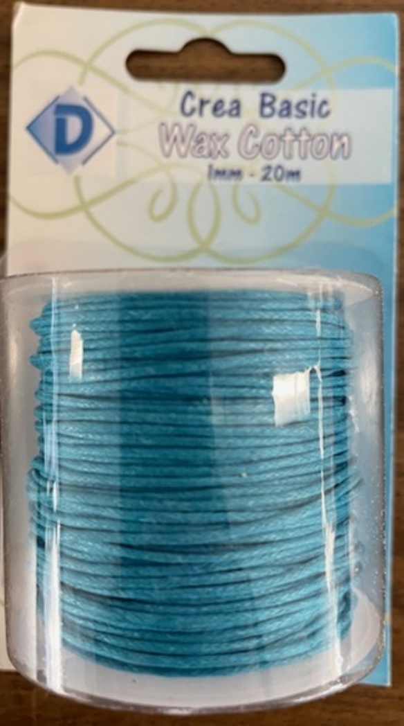 OUTLET Katoenen waskoord / waxkoord, 1mm, 20 meter, turquoise kopen?