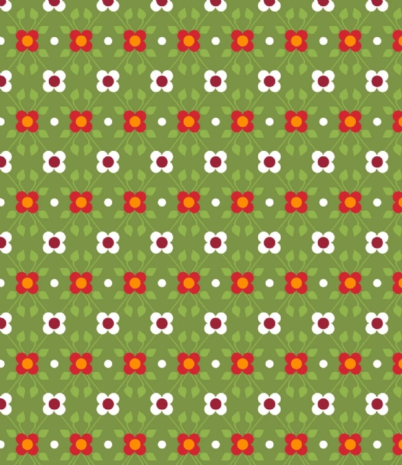 Bedrukte katoenen stof, 45 x 50 cm,  retro groen, bloemen motief kopen?
