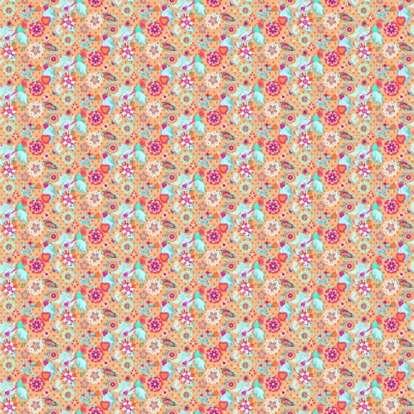 Bedrukte katoenen stof, 45 x 50 cm, so cute oranje, bloemen motief kopen?