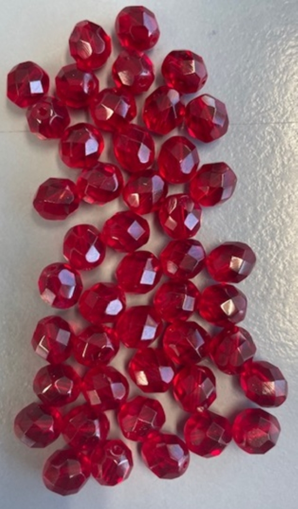 OUTLET glazen facetkralen 8mm, 45 stuks, rood kopen?