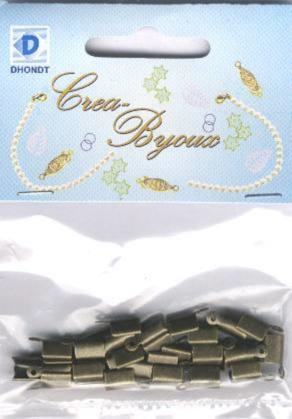 OUTLET Leerkapjes / veterklemmen, 12x5mm, 35 stuks, brons kopen?