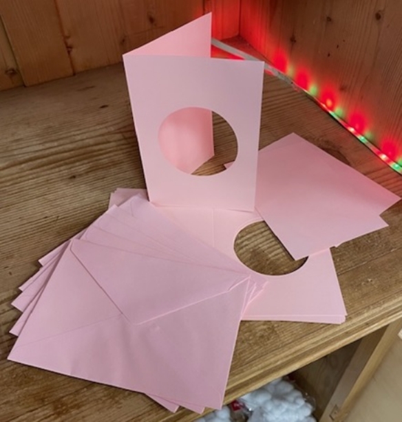 OUTLET Wenskaarten passepartout rond 6 st, roze kopen?