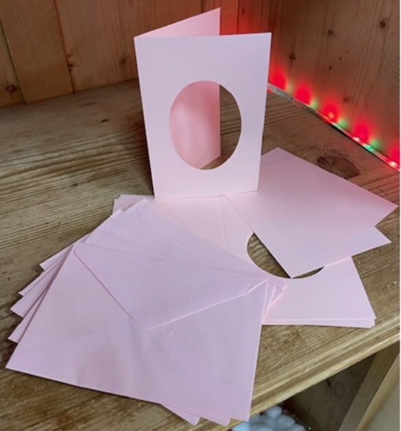 OUTLET Wenskaarten passepartout ovaal 6st, roze kopen?
