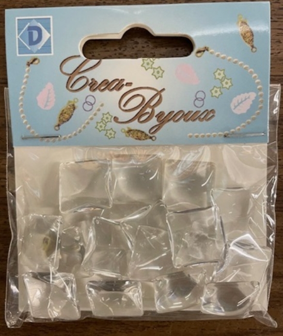 OUTLET Glazen cabochons / plakstenen, transparant, vierkant, 15 x 15 mm, 20 stuks kopen?