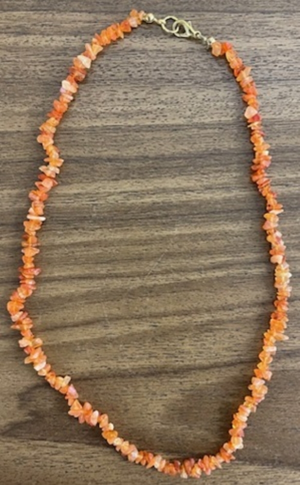 OUTLET Glaskralen/halfedelstenen ketting, met sluiting, 45 cm, Carneool kopen?