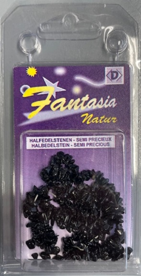 OUTLET Glaskralen/halfedelstenen ketting, zonder sluiting, 45 cm, calciet zwart kopen?