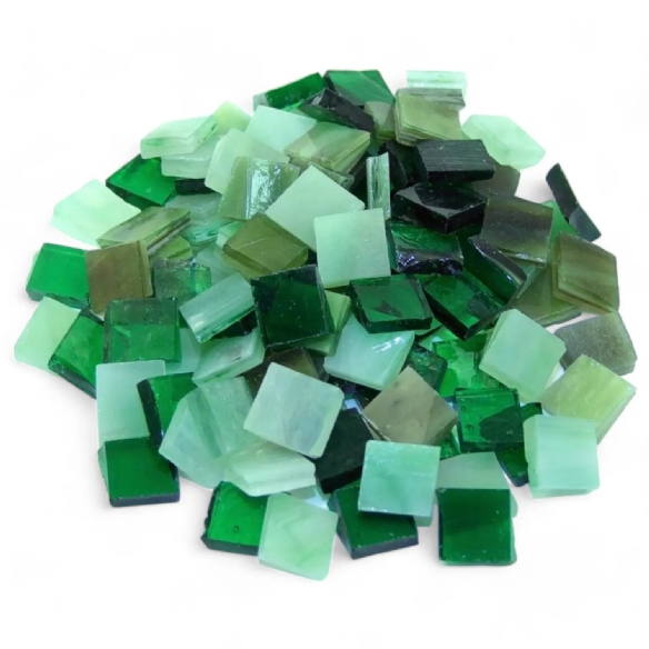 Tiffany glasmozaiek, 10 x 10 mm, 200 gr, groen mix kopen?